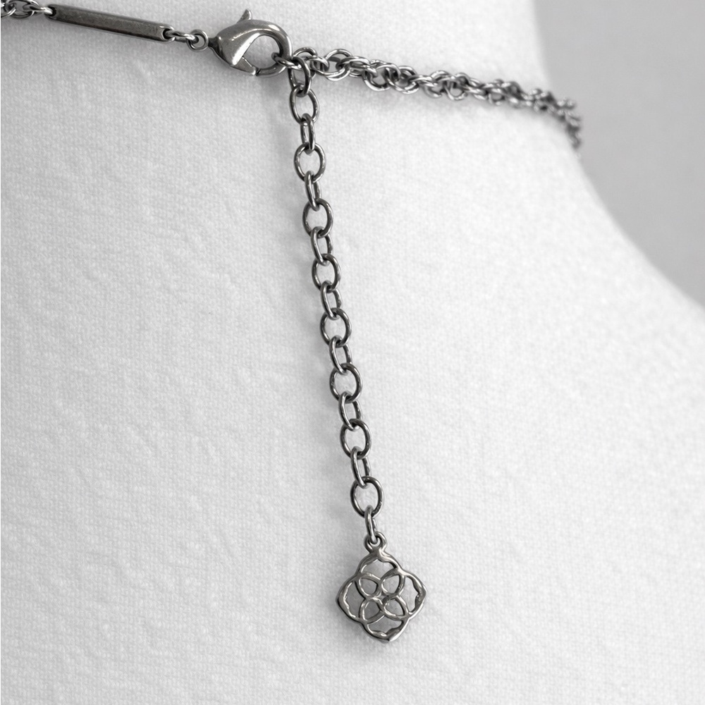 Kendra Scott Silver Tone Gray Stone Tassel Pendant Necklace - Picture 3 of 3